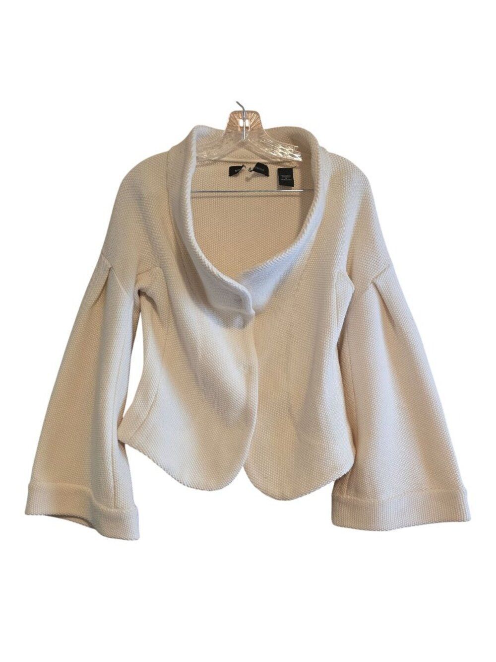Mode International Womens Textured White Cardigan Jacket Vintage